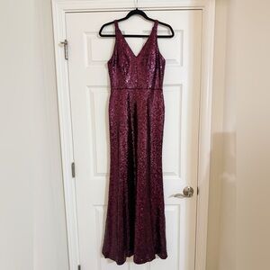 Elegant Burgundy Sequin Gown